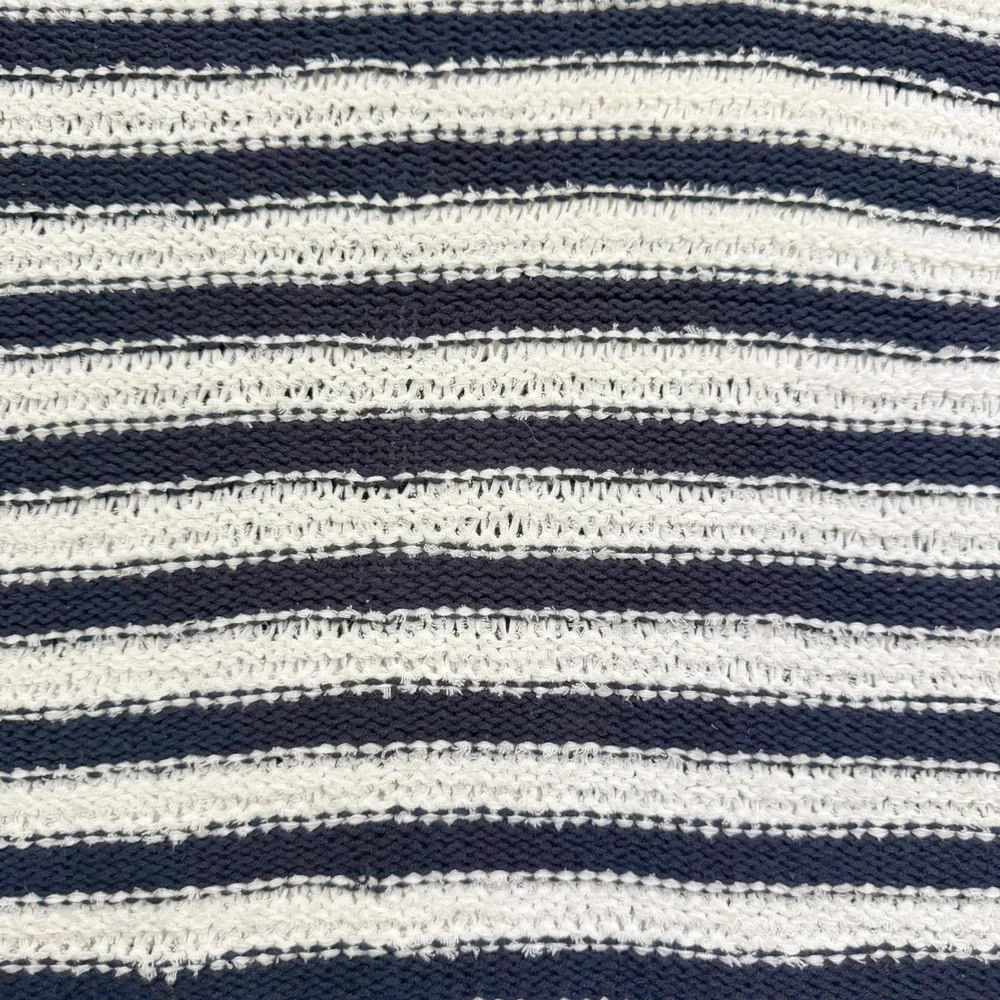 Anthropologie Evie Poncho Striped Sweater XS/S Navy White Textured Knit Boxy‎